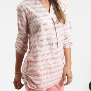 FRESH PRODUCE XS/S
Bright CORAL Stripe EVA
Tassel Boho Tunic Top $69 NWT